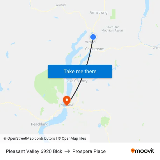 Pleasant Valley 6920 Blck to Prospera Place map