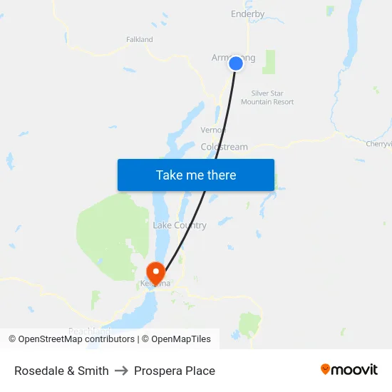 Rosedale & Smith to Prospera Place map
