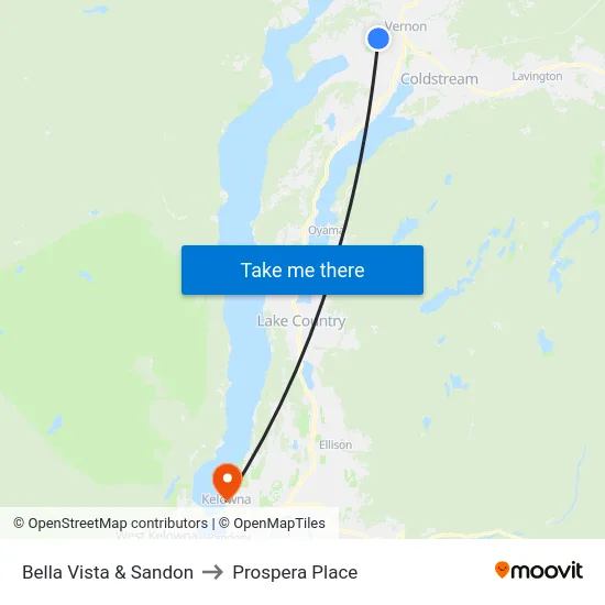 Bella Vista & Sandon to Prospera Place map