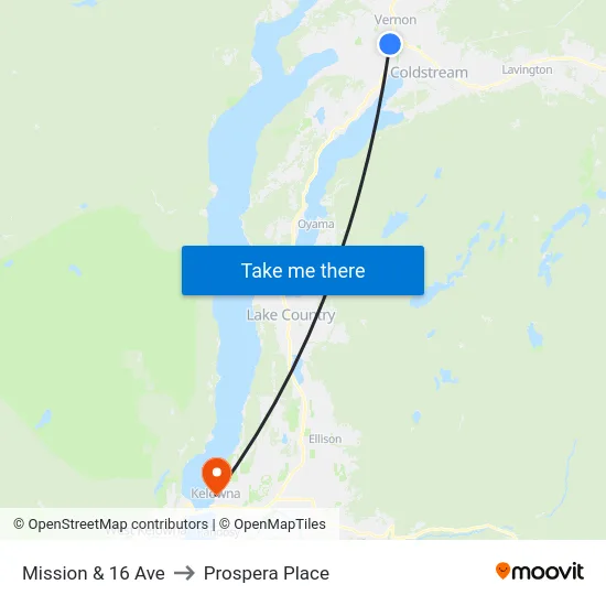Mission & 16 Ave to Prospera Place map