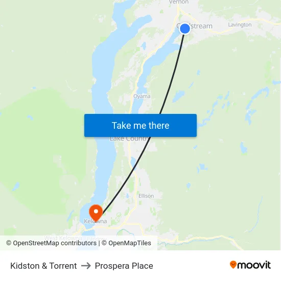 Kidston & Torrent to Prospera Place map
