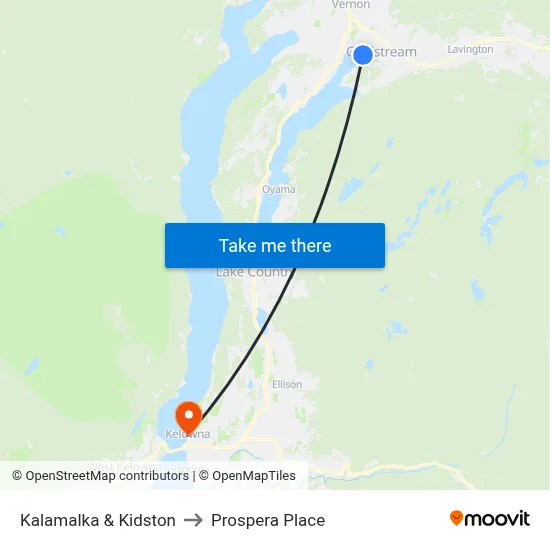 Kalamalka & Kidston to Prospera Place map