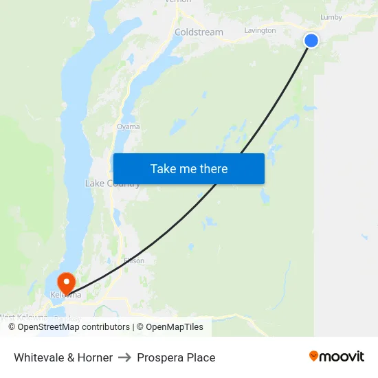 Whitevale & Horner to Prospera Place map