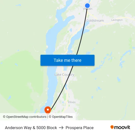 Anderson Way & 5000 Block to Prospera Place map