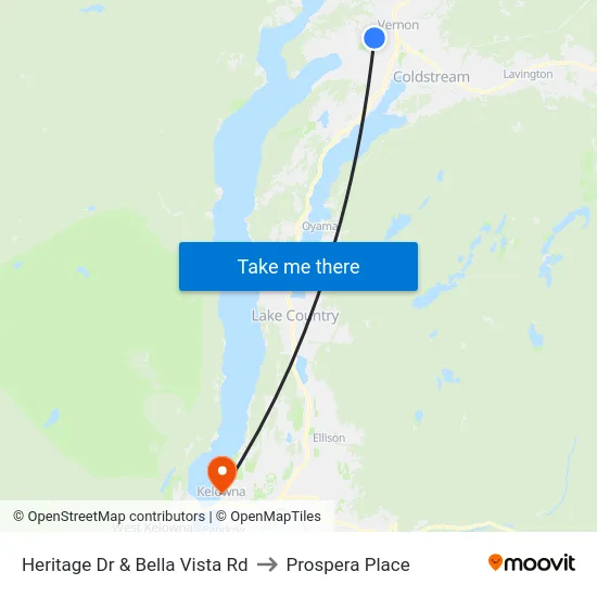 Heritage Dr & Bella Vista Rd to Prospera Place map
