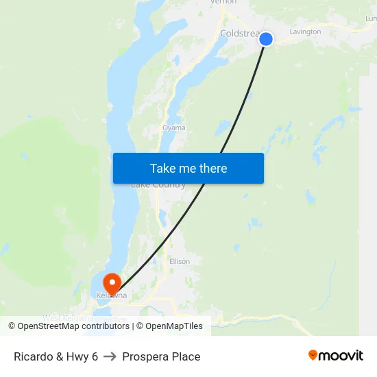 Ricardo & Hwy 6 to Prospera Place map