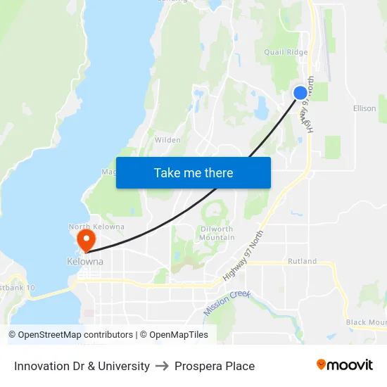 Innovation Dr & University to Prospera Place map