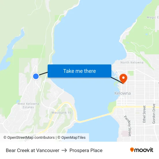 Bear Creek at Vancouver to Prospera Place map