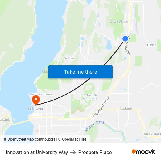 Innovation at University Way to Prospera Place map