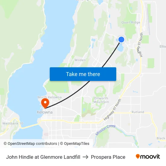 John Hindle at Glenmore Landfill to Prospera Place map