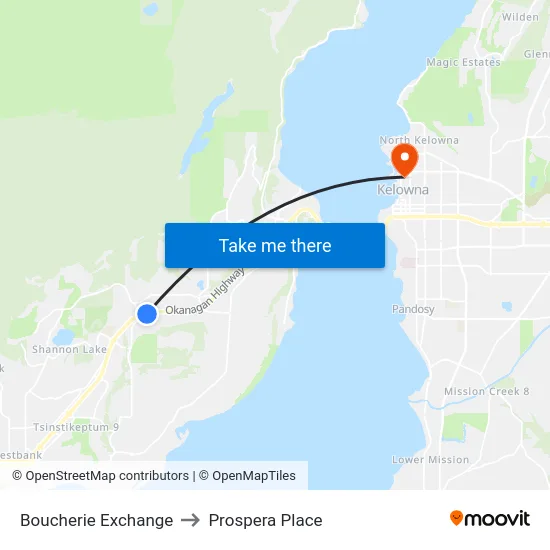 Boucherie Exchange to Prospera Place map