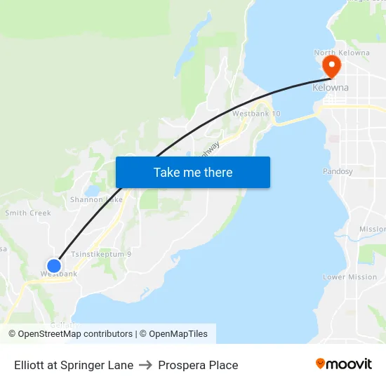 Elliott at Springer Lane to Prospera Place map