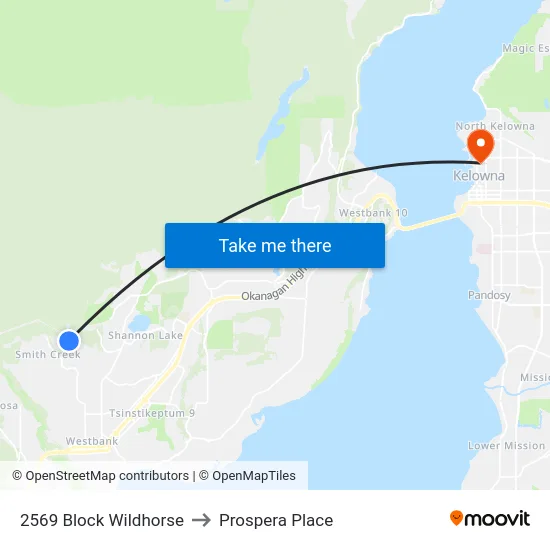 2569 Block Wildhorse to Prospera Place map