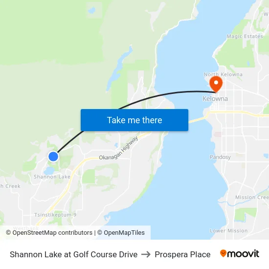 Shannon Lake at Golf Course Drive to Prospera Place map