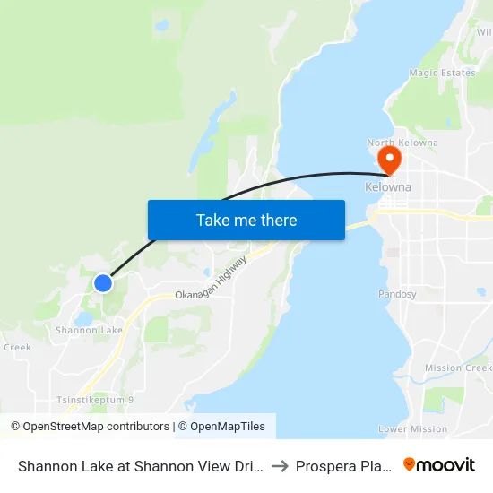 Shannon Lake at Shannon View Drive to Prospera Place map
