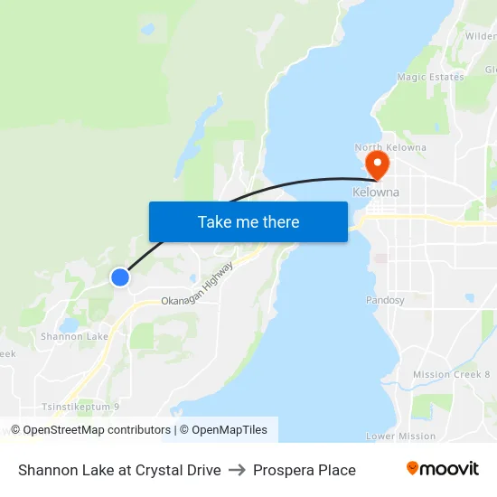 Shannon Lake at Crystal Drive to Prospera Place map