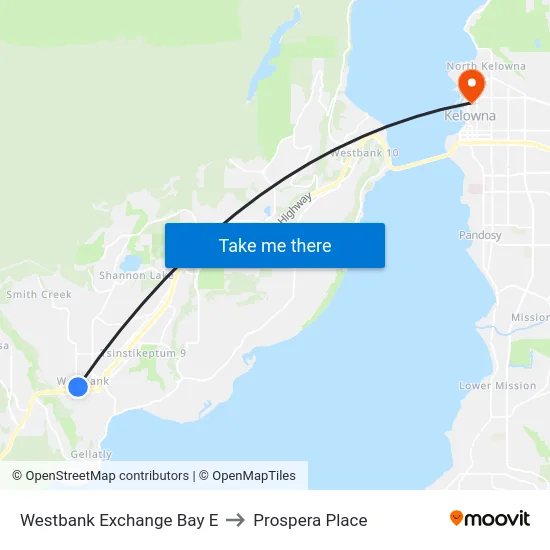 Westbank Exchange Bay E to Prospera Place map