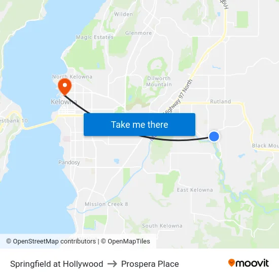 Springfield at Hollywood to Prospera Place map