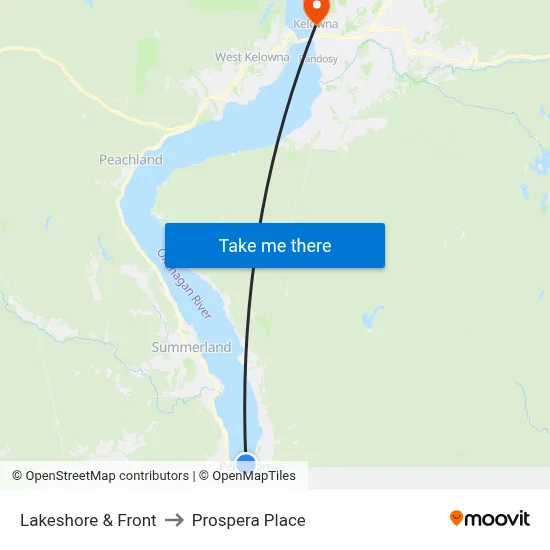 Lakeshore & Front to Prospera Place map