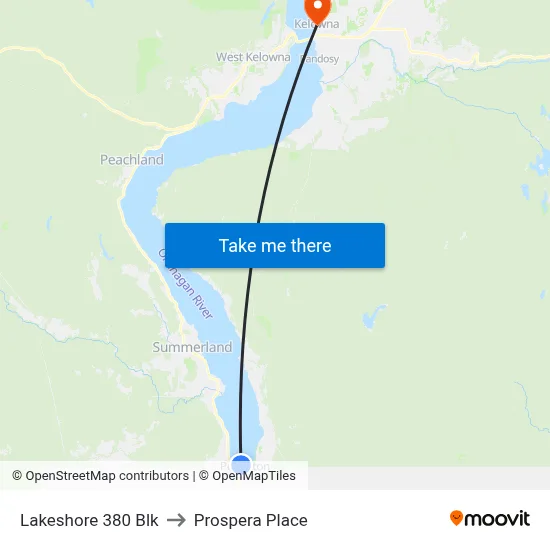 Lakeshore 380 Blk to Prospera Place map