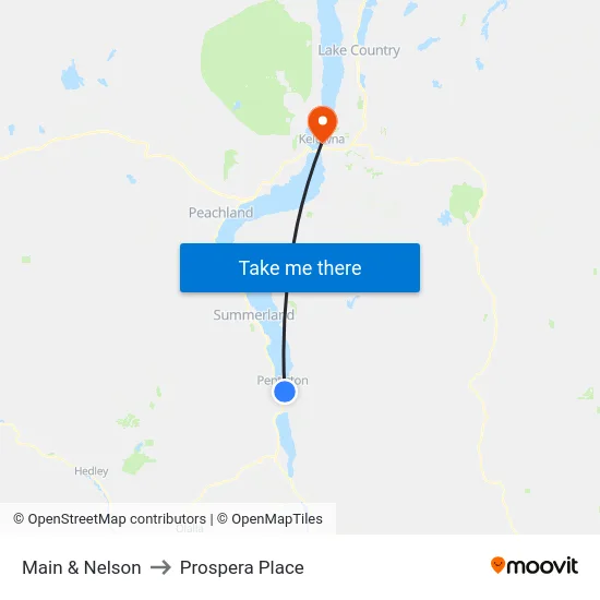 Main & Nelson to Prospera Place map