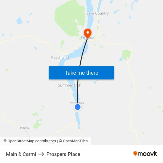 Main & Carmi to Prospera Place map