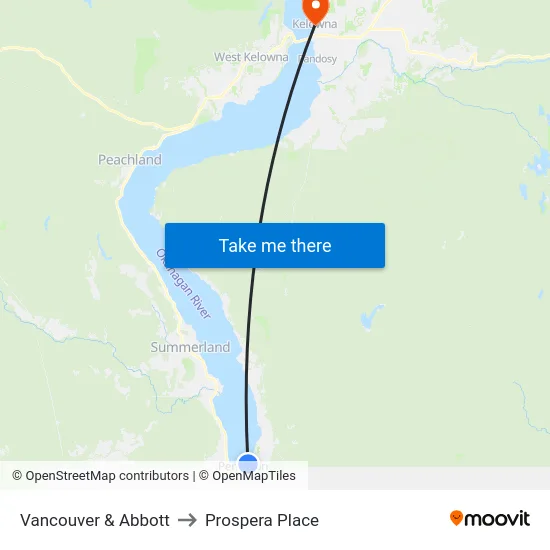 Vancouver & Abbott to Prospera Place map