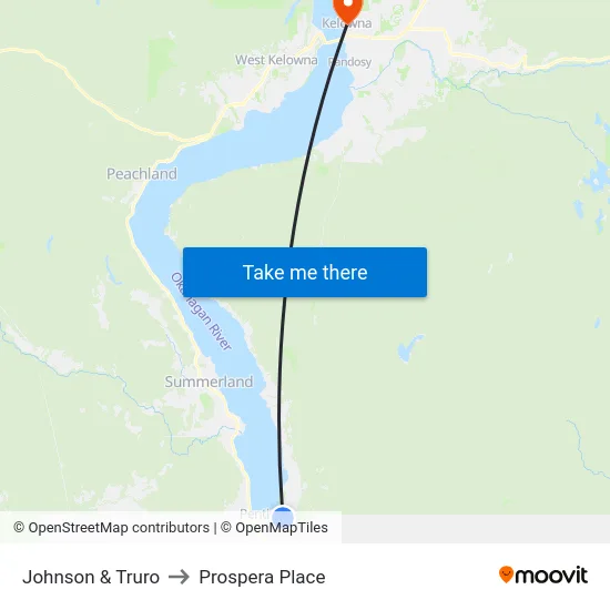 Johnson & Truro to Prospera Place map