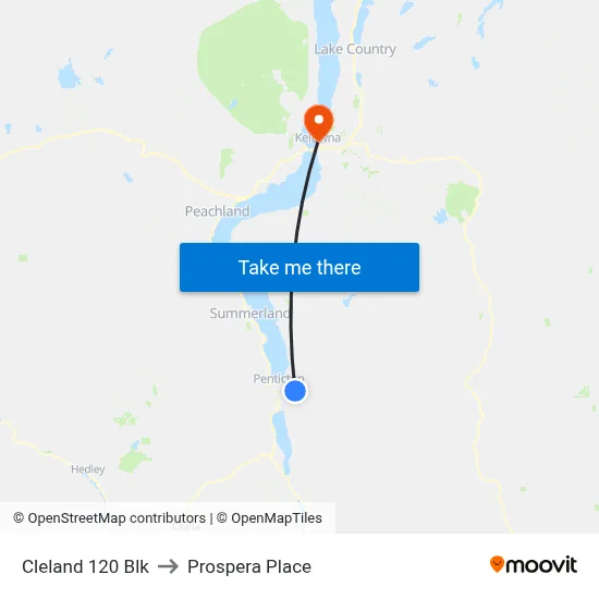 Cleland 120 Blk to Prospera Place map