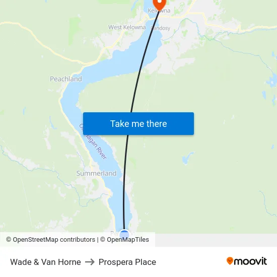 Wade & Van Horne to Prospera Place map