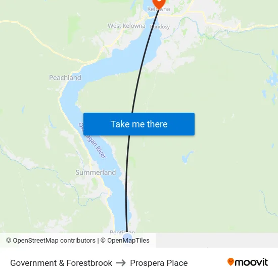 Government & Forestbrook to Prospera Place map