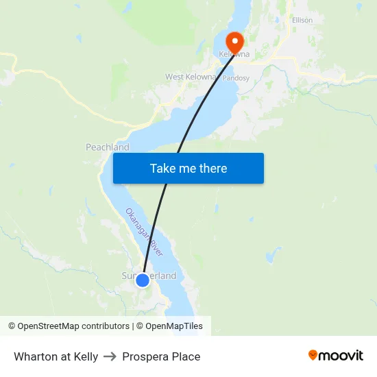 Wharton at Kelly to Prospera Place map