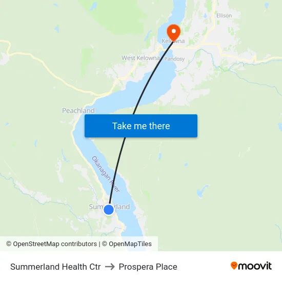 Summerland Health Ctr to Prospera Place map