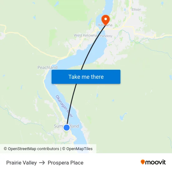 Prairie Valley to Prospera Place map