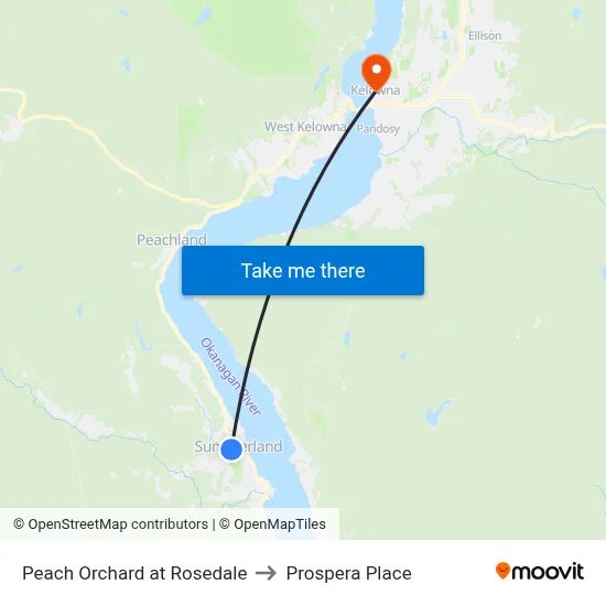 Peach Orchard at Rosedale to Prospera Place map