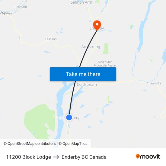 11200 Block Lodge to Enderby BC Canada map