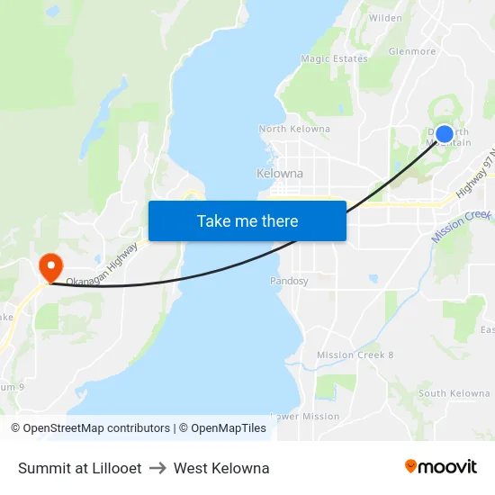 Summit at Lillooet to West Kelowna map