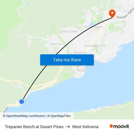 Trepanier Bench at Desert Pines to West Kelowna map