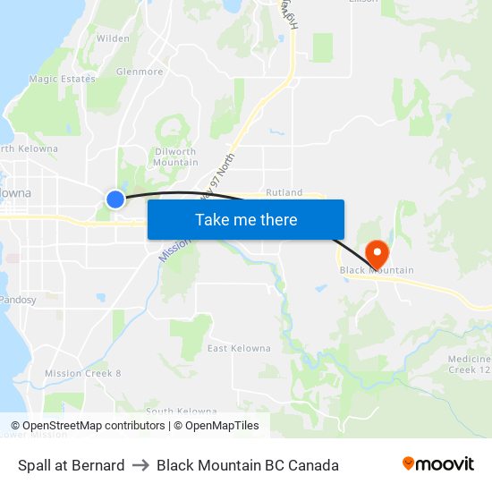 Spall at Bernard to Black Mountain BC Canada map