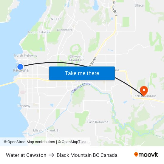 Water at Cawston to Black Mountain BC Canada map