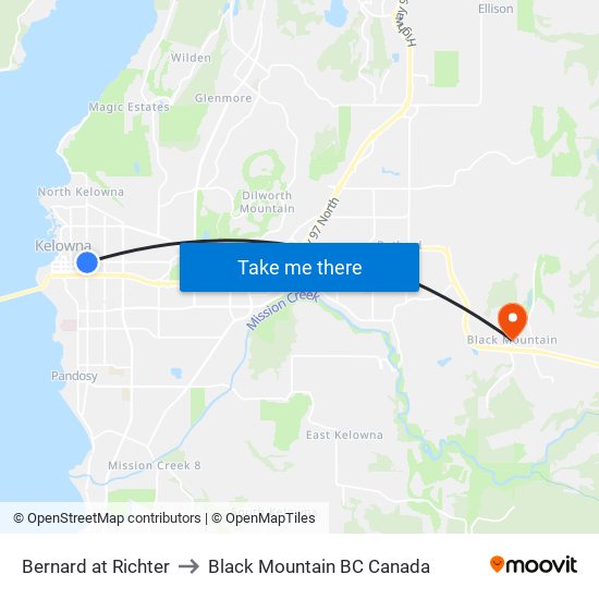 Bernard at Richter to Black Mountain BC Canada map