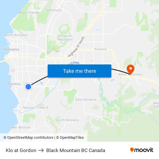 Klo at Gordon to Black Mountain BC Canada map