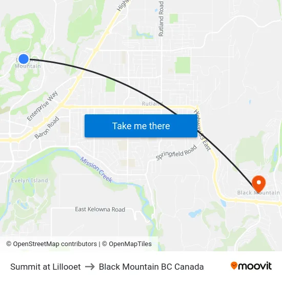 Summit at Lillooet to Black Mountain BC Canada map