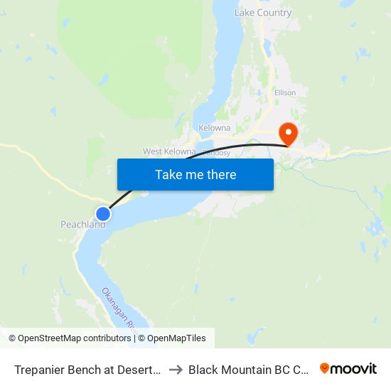 Trepanier Bench at Desert Pines to Black Mountain BC Canada map