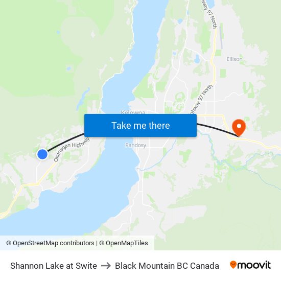 Shannon Lake at Swite to Black Mountain BC Canada map