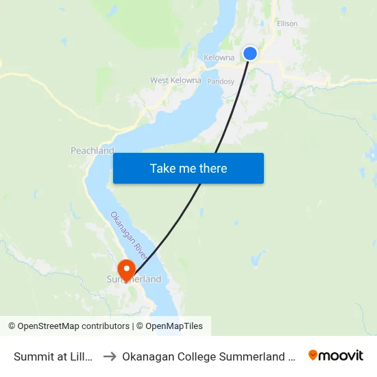 Summit at Lillooet to Okanagan College Summerland Branch map