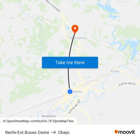 Renfe-Est.Buses Oeste to Obejo map