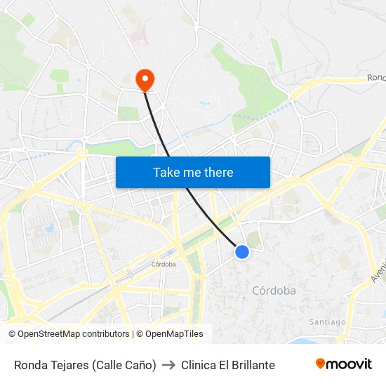 Ronda Tejares (Calle Caño) to Clinica El Brillante map