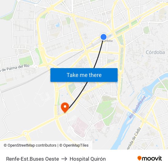 Renfe-Est.Buses Oeste to Hospital Quirón map