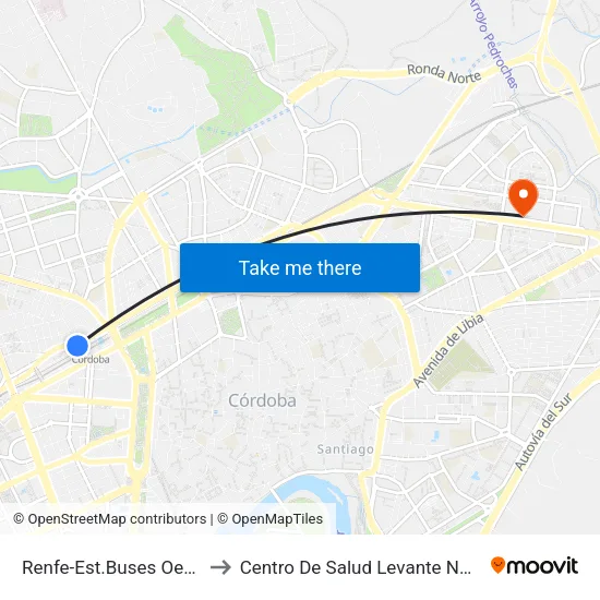 Renfe-Est.Buses Oeste to Centro De Salud Levante Norte map